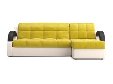 Диван угловой с оттоманкой Мадрид 1,2 - Velutto 28 оливковый/беж кожзам/ коричневая накладка