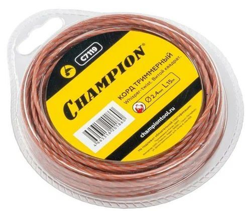 Леска Whisper-twist 2,4мм*15м (витой квадрат) С7119 Champion