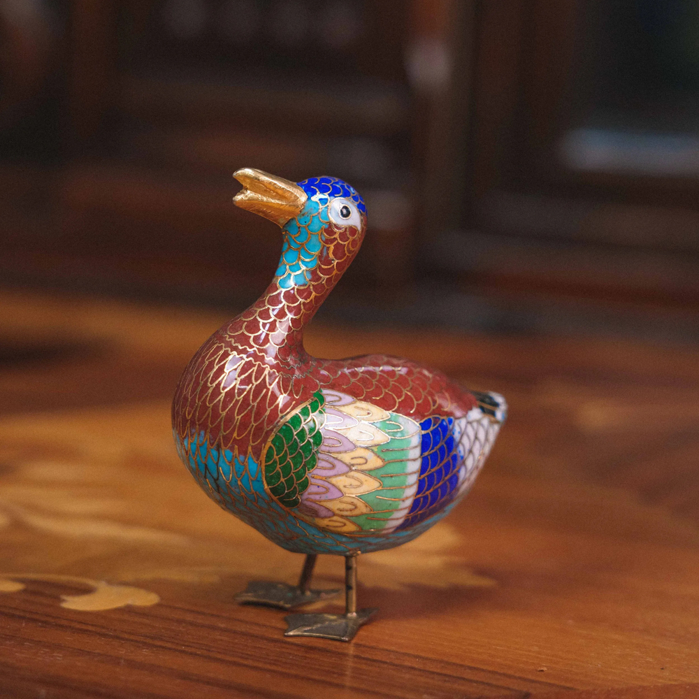 Фигурка уточки в технике клуазоне (перегородчатая эмаль)