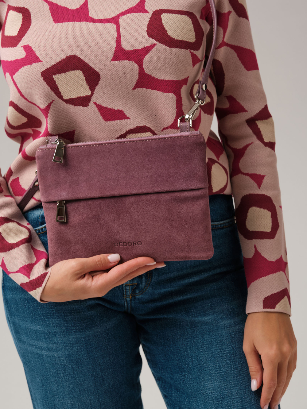 Замшевая сумка Deboro 3017 дым.лиловый