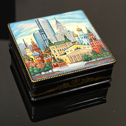 Шкатулка "Москва" (Ручная роспись Холуй)