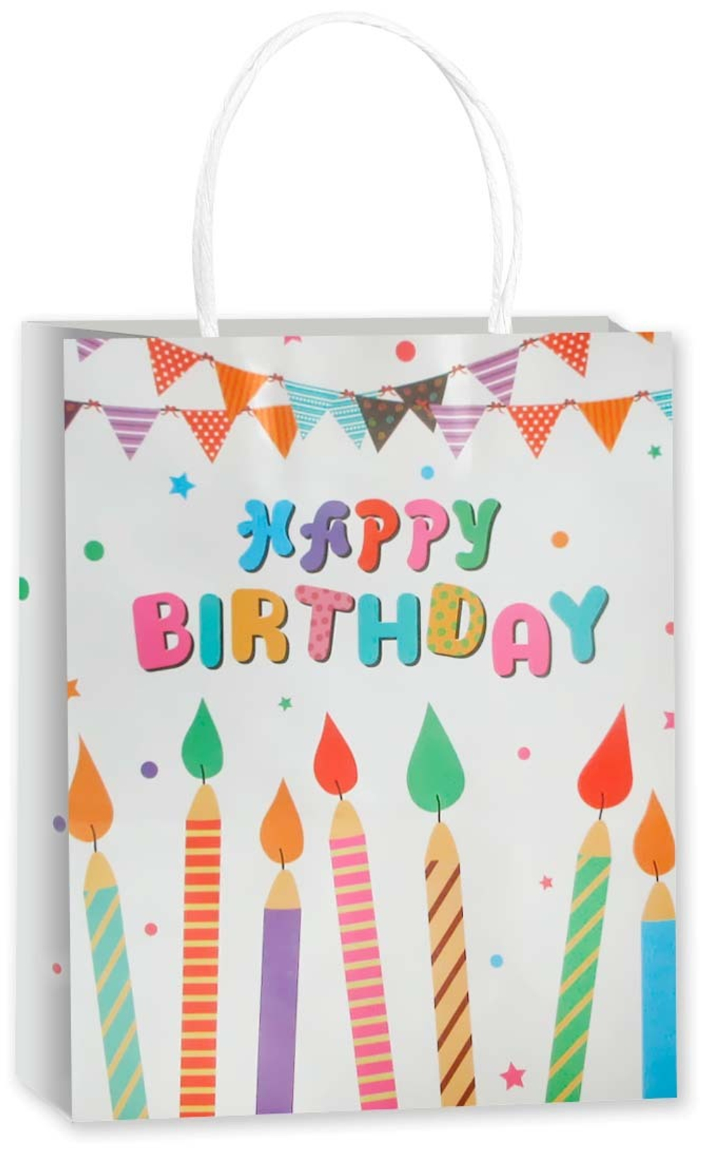 Пакет подарочный, Крафт, Happy Birthday, Дизайн №3, 25,5*18,5*9,5 см