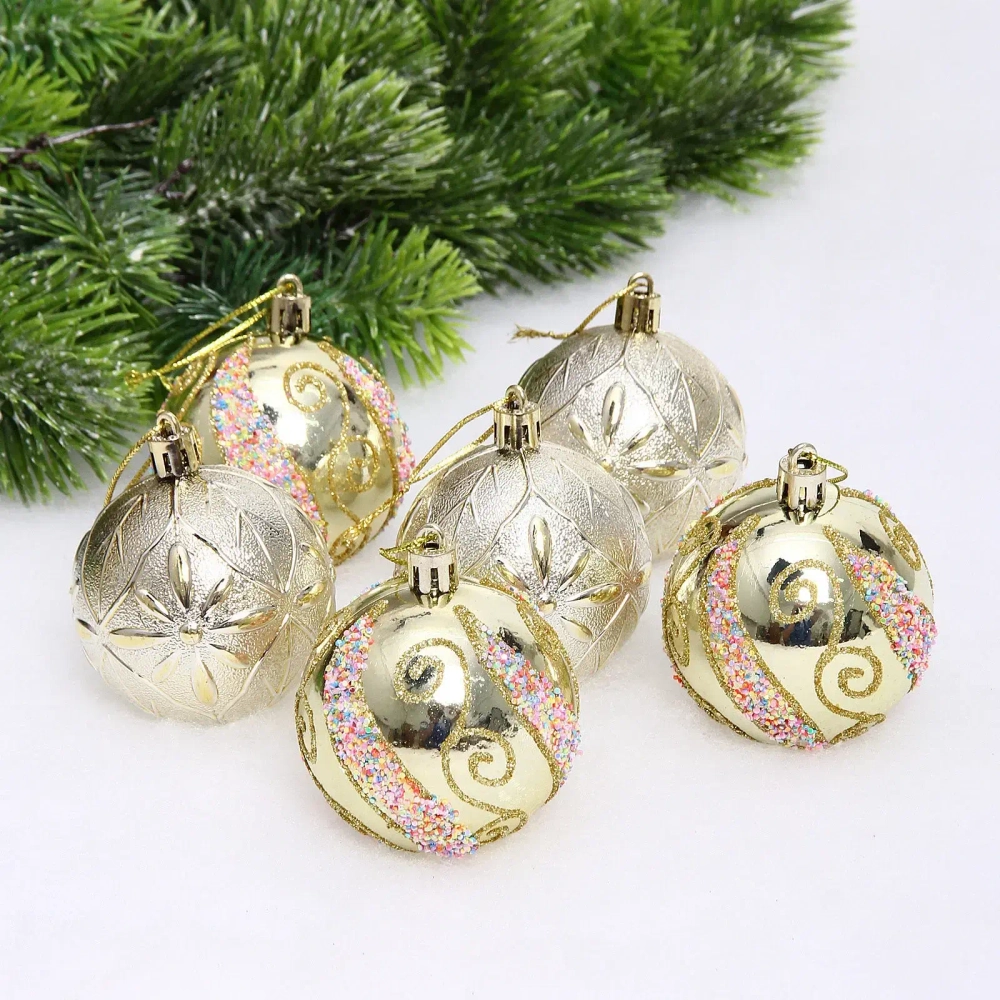 Набор шаров «Шарм» 6 см (в наборе 6 шт), Золото