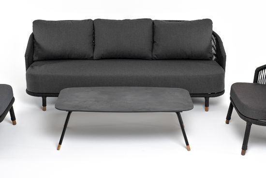 "Верона" лаунж-зона 5-местная плетеная из роупа (веревки), каркас алюминиевый темно-серый, роуп темно-серый