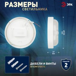 Светильник ЖКХ светодиодный ЭРА SPB-201-3-65K-012 12Вт 6500K 1140Лм IP65 с ИК датчиком движения | Светильники для ЖКХ IP65