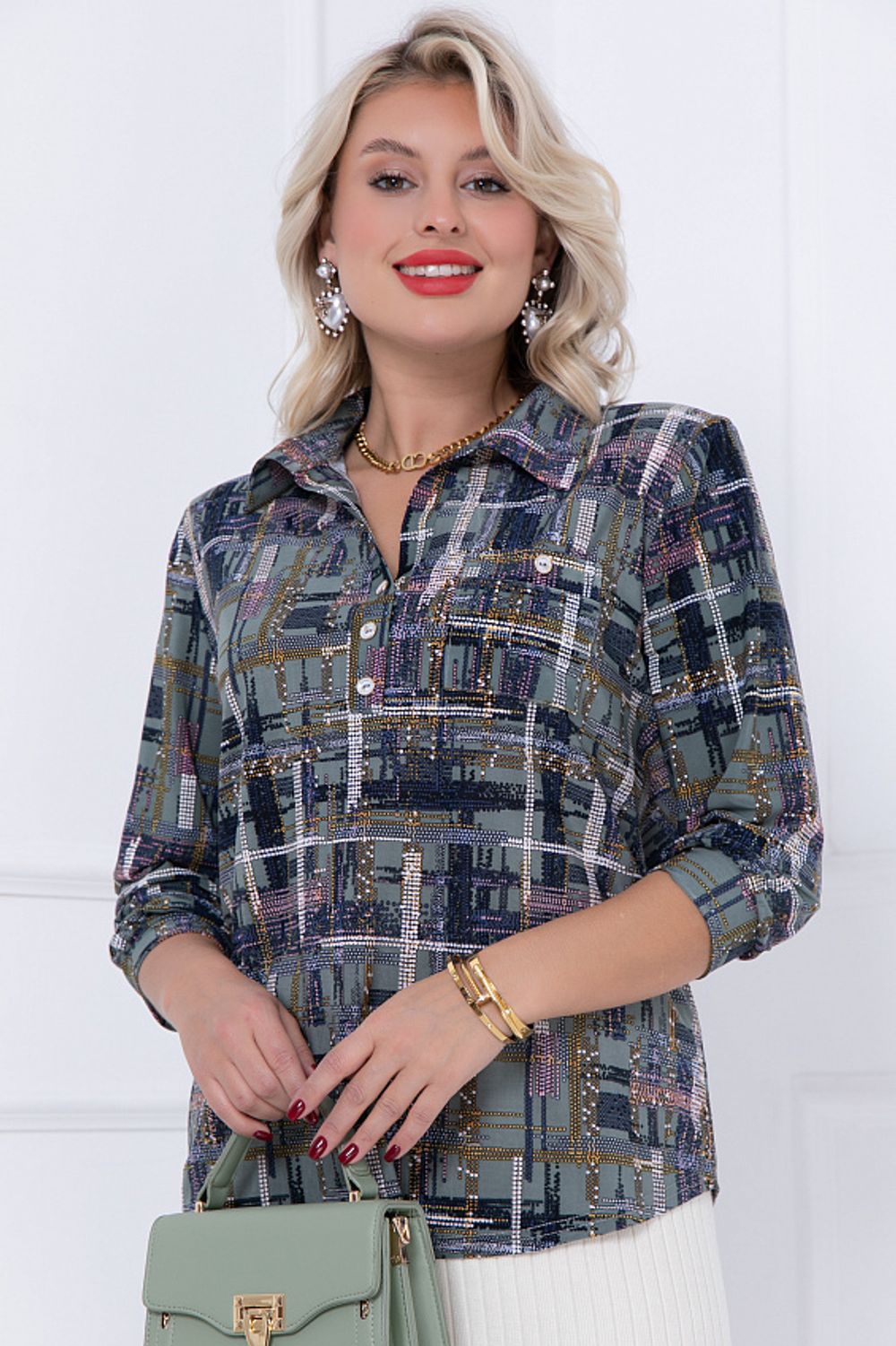 БЛУЗКА ДОРОТЕЯ (ОЛИВЕ) Bellovera (Акция)