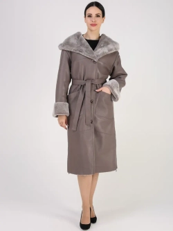 Дубленка зимняя натуральная с капюшоном длинная