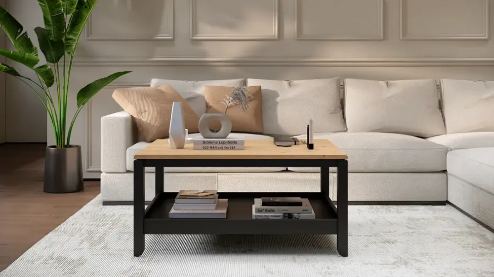 Стол журнальный  - аналог ИКЕА HEMNES / ХЕМНЭС/ ХЕМНЕС / КОДЗУВ / IKEA , 100x75 см, черный/светло-коричневый