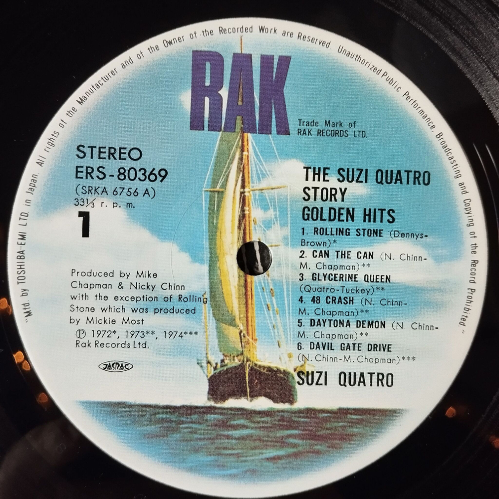 Винтажная виниловая пластинка LP The Suzi Quatro Story Golden Hits (Japan 1975) (Obi) Devil Gate Drive