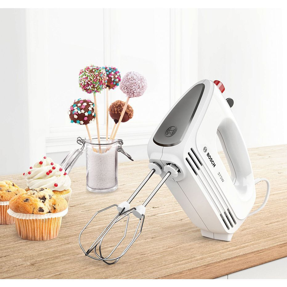 Миксер Bosch MFQ22100, 4 скорости, 2 насадки, белый