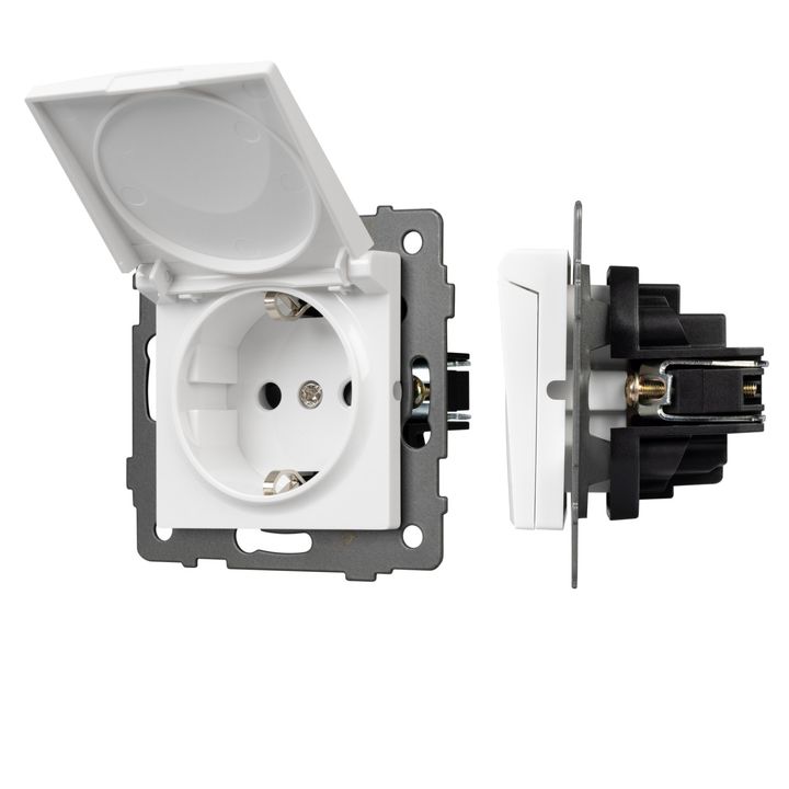 Механизм розетки влагозащищённый SCT-MCP-PL-WH-V (250V, 16A) Arlight 049833