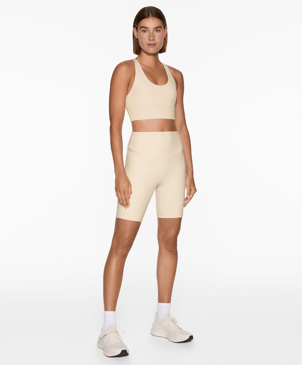 OYSHO Легинсы-велосипедки Comfortlux с высокой посадкой длиной 20 см, светлый экрю