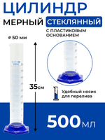 Цилиндр мерный стеклянный с носиком, 500 мл на пластиковом основании
