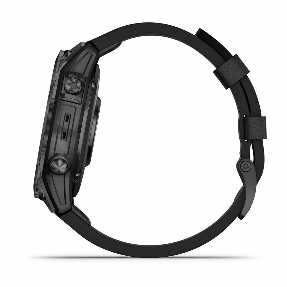 Смарт часы Garmin Epix Pro (Gen 2) Sapphire Edition 47 мм, титановый, угольно-серый DLC, черный кожаный ремешок