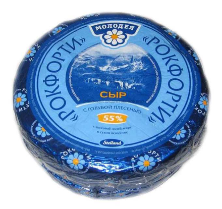 Сыр мягкий с голубой плесенью «Рокфорти» 55%, Белоруссия