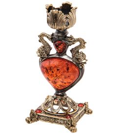 Народные промыслы AM-2981 Подсвечник «Индийский» (латунь, янтарь)