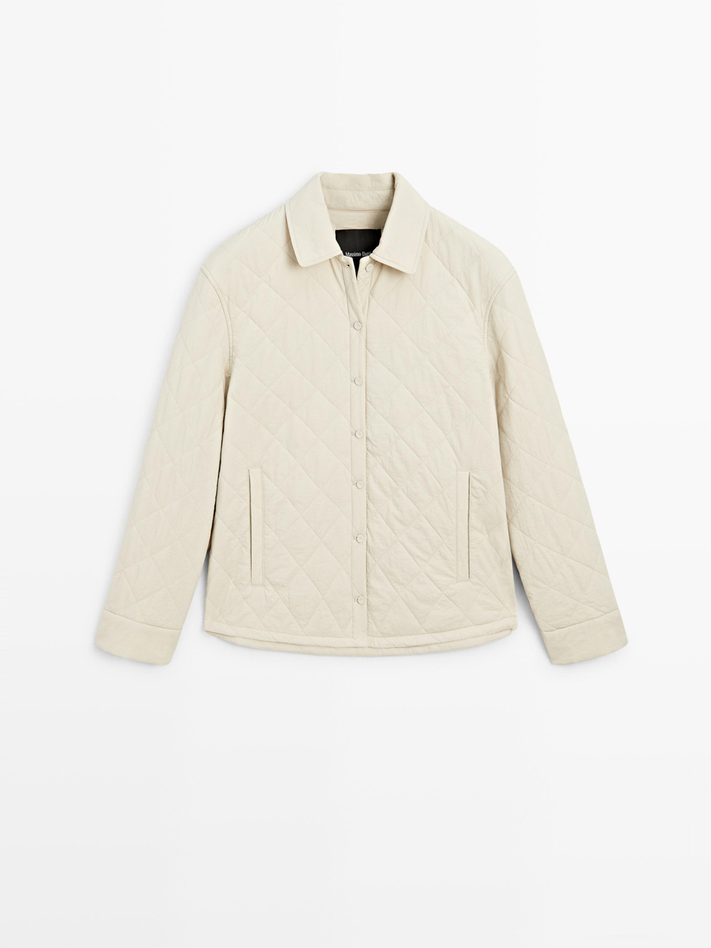 Massimo Dutti Короткая легкая стеганая куртка, натуральный/кремовый