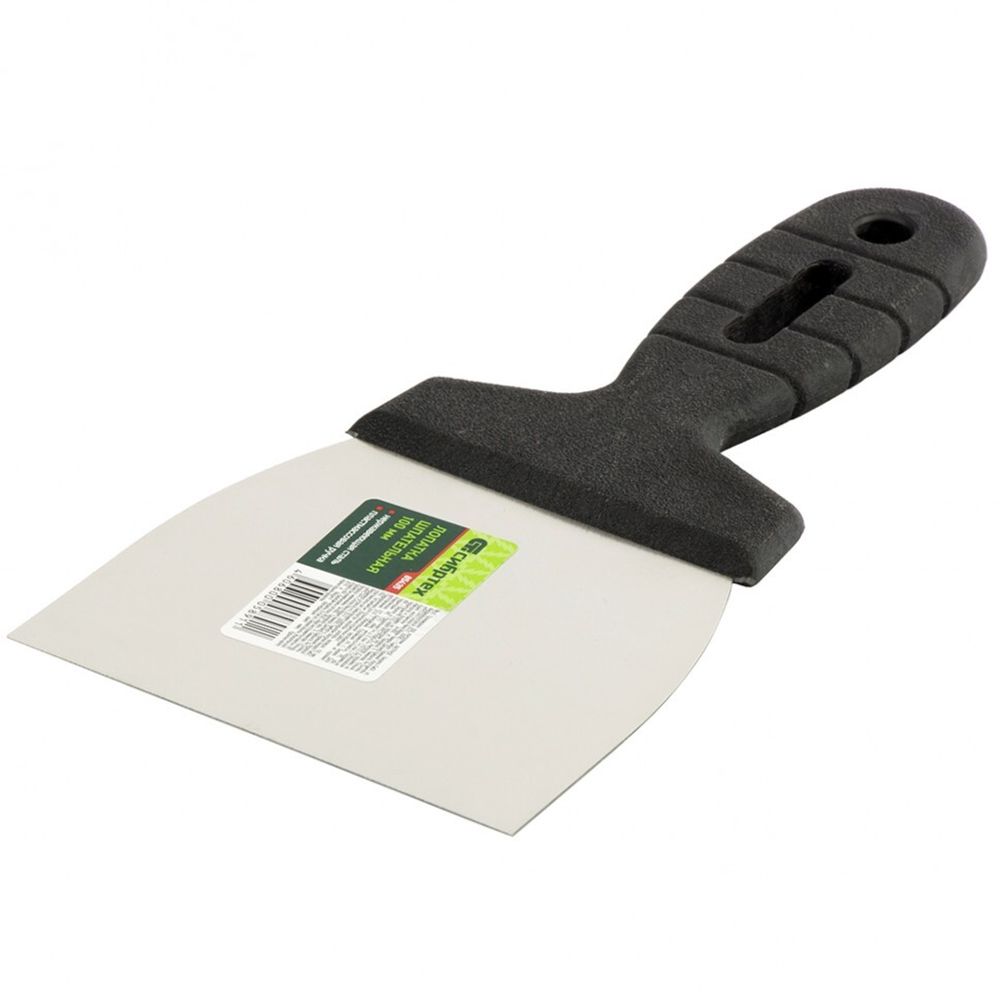 Шпательная лопатка из нержавеющей стали, 100 мм, пластмассовая ручка// Сибртех 85435