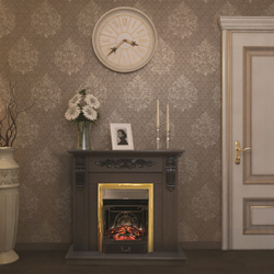 Электрокамин RealFlame Dominica DN орех с очагом Majestic Lux Brass