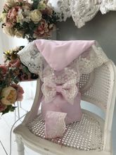 Розовый конверт-одеяло на выписку &quot;Венеция&quot; с молочным кружевом
