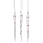 Подвеска «Снежная сосулька» 15 см (набор 3 шт), Белый/серебро