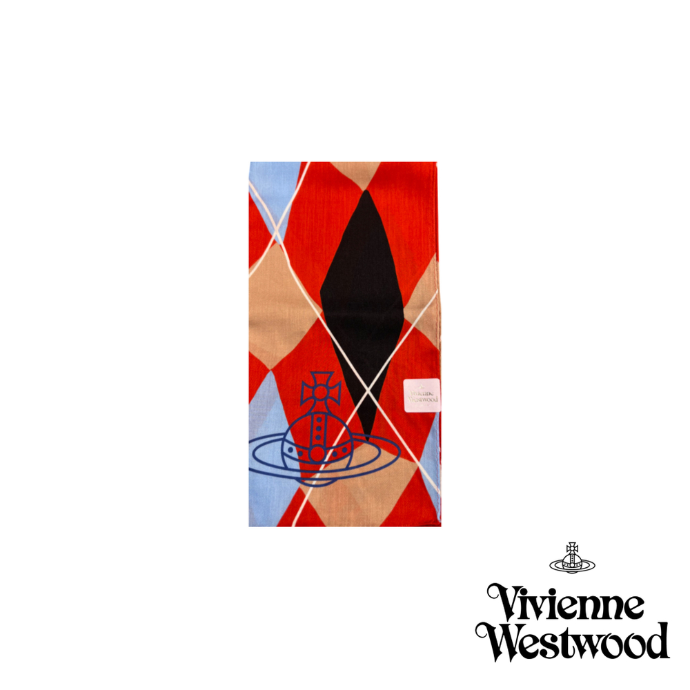VIVIENNE WESTWOOD КОСЫНКА С ПРИНТОМ КРАСНЫХ РОМБОВ С ЛОГОТИПА БРЕНДА