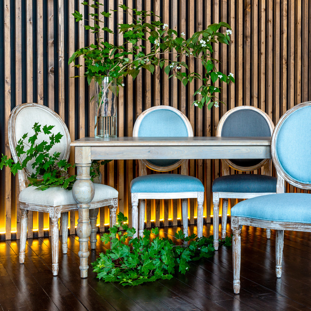 Стул Луи - Туманная луна лен белый жемчуг Объект мечты