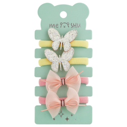 Резинки для волос MESHU, medium, c текстильными топперами, ассорти, 4шт., диаметр 3см, европодвес MS_60576