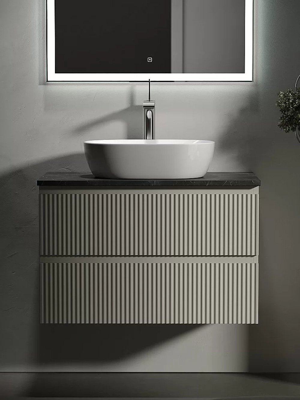 Тумба с раковиной Sancos SNOB R 80 со столешницей, бежевая матовая