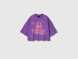 Benetton Укороченная футболка свободного кроя Stranger Things, фиолетовый