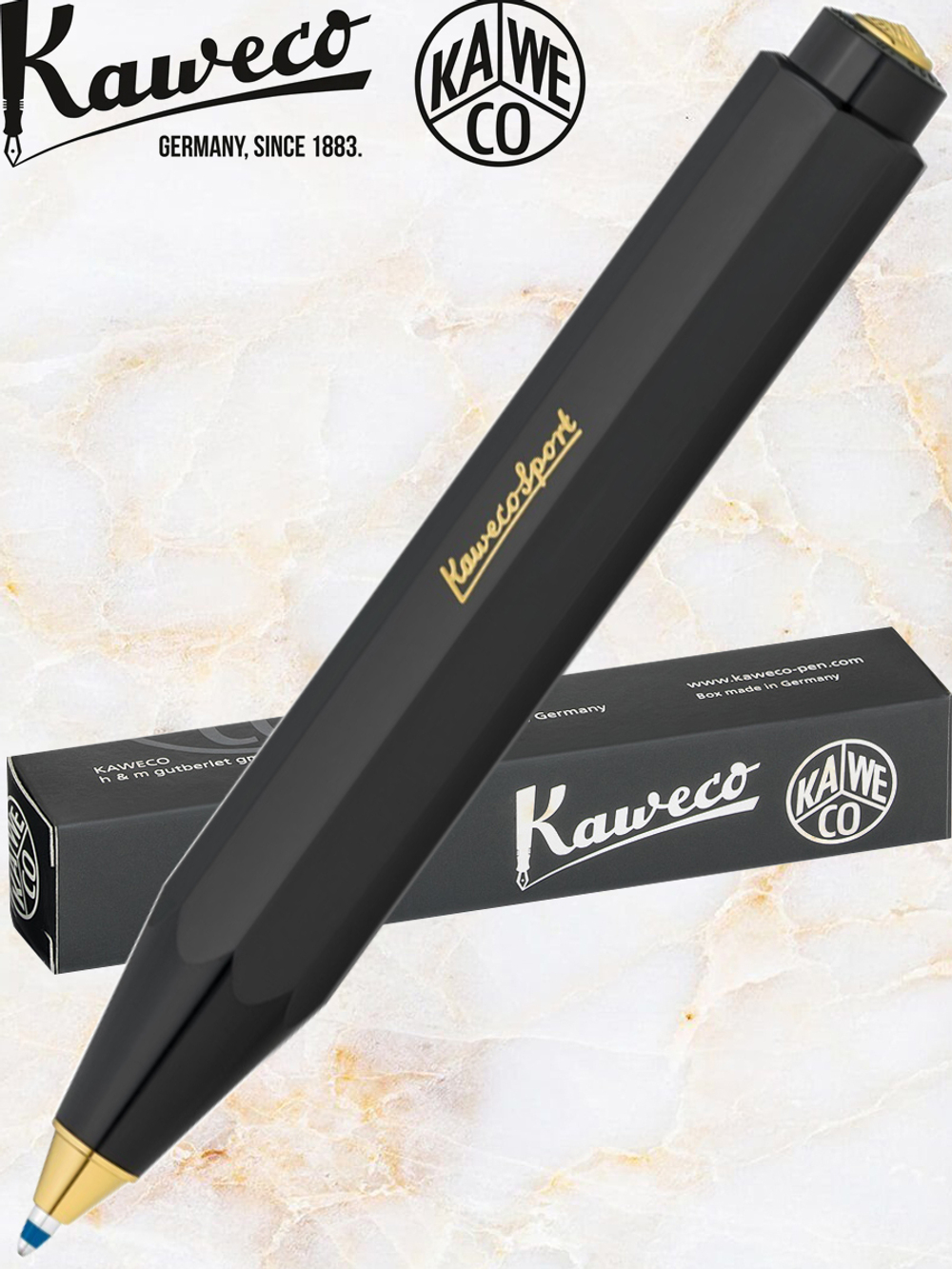 Ручка шариковая KAWECO CLASSIC Sport Black (10000017) 1.0 мм, черный корпус