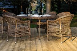 "Амароне" обеденная группа из искусственного ротанга на 6 персон, цвет коричневый