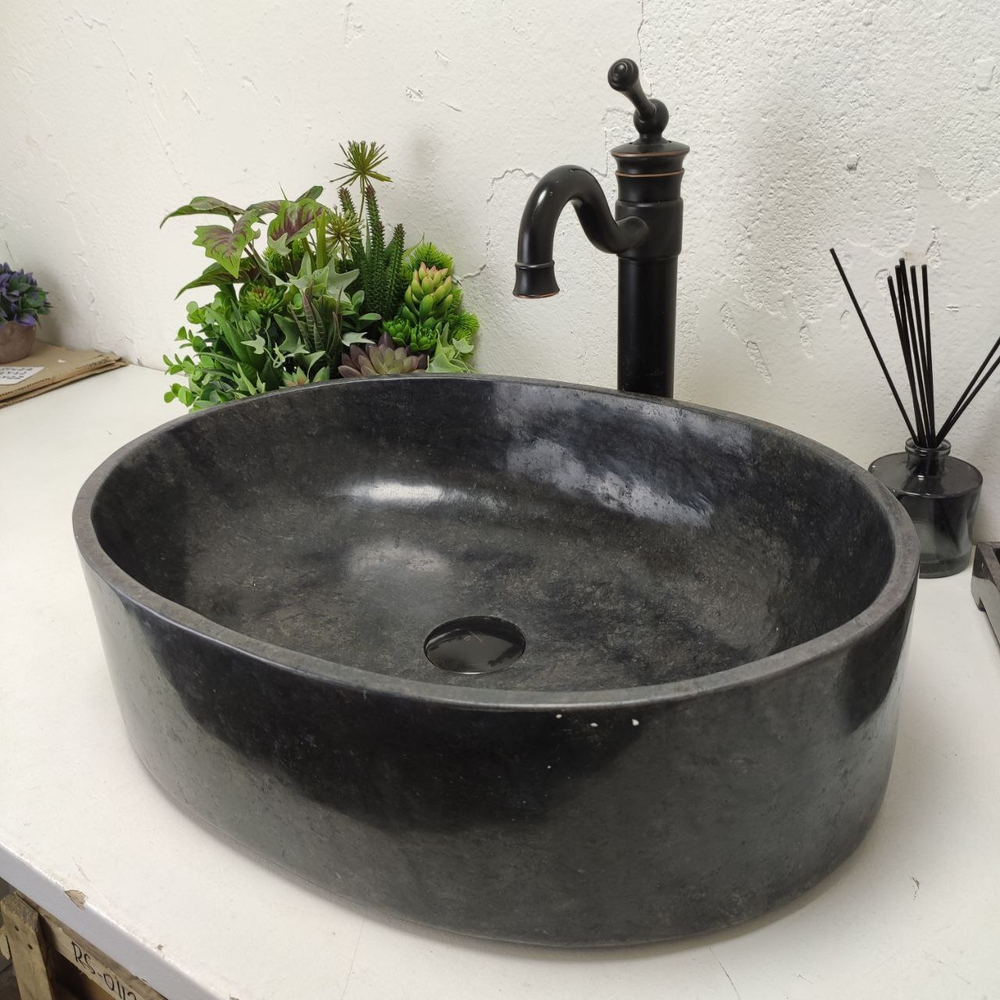 Раковина из мрамора Oval Black Tin Lip MO-61369 52*38*14