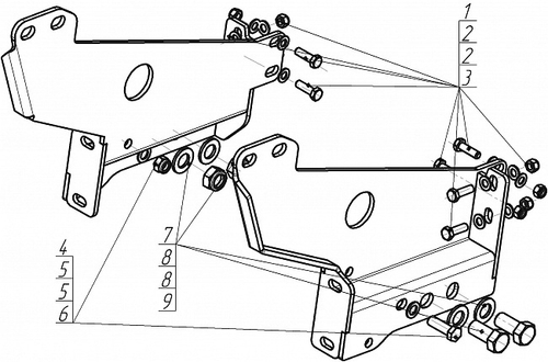 Усиленная защита Motodor доп. кронштейна. 8 мм, сталь. для Mercedes Actros 2008-2020 арт.21212