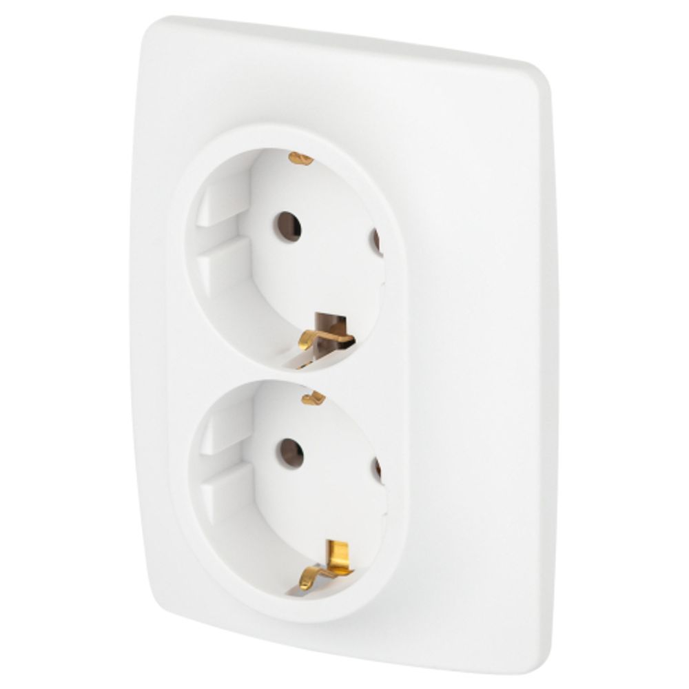 Розетка ЭРА Серия 12 12-2106-01М , 2X2P+E Schuko, 16А-250В, белый матовый