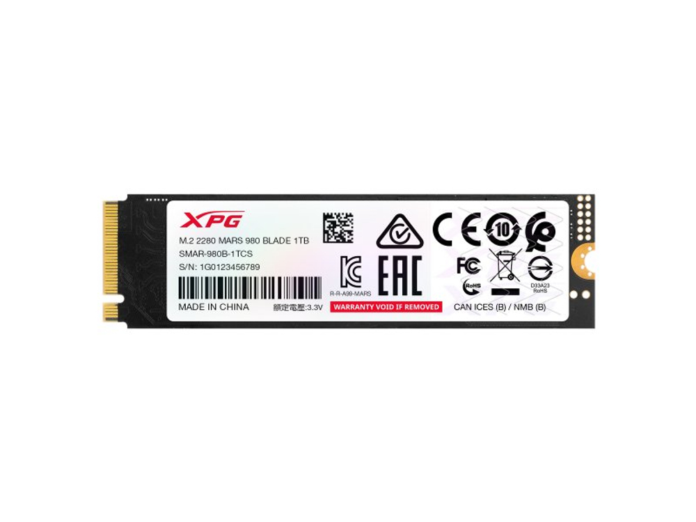 SSD накопитель ADATA XPG Mars 980 Blade 1ТБ, M.2 2280, PCIe 5.0 x4, NVMe [SMAR-980B-1TCS]