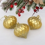 Ёлочные игрушки «Юла» 8 см (набор 3 шт), золото