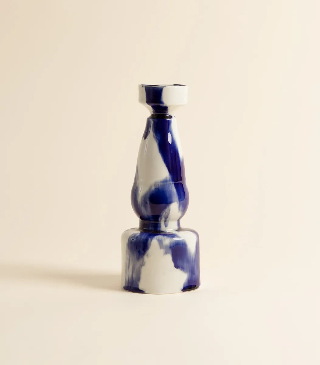 Подсвечник – Мемфис 2/1 синебелый | ceramum