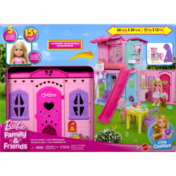 Barbie - Раскладной кукольный домик + кукла Челси + 15 аксессуаров JFW49