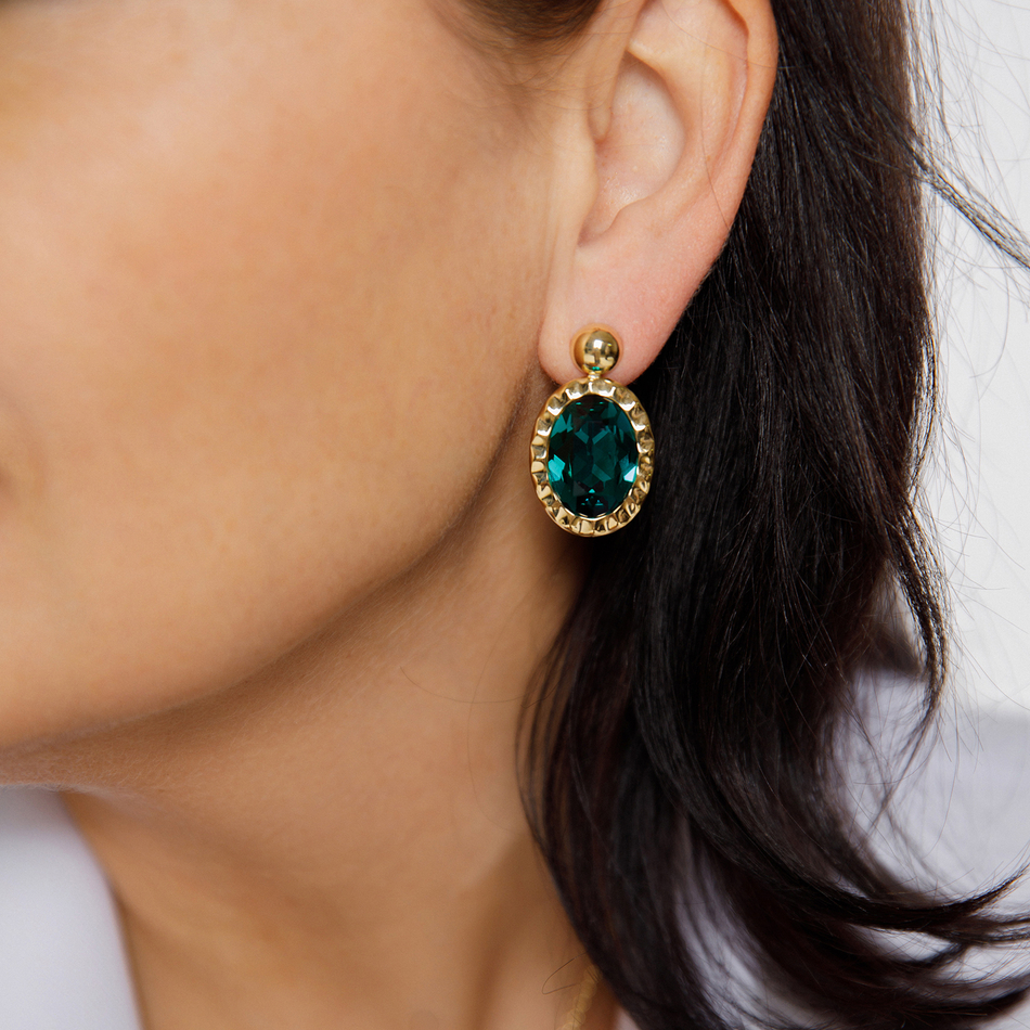 Серьги Qudo TIVOLA UNICA big (G/P) Emerald 2,65 cm 332049