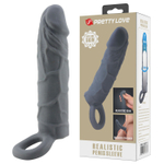 Серая удлиняющая насадка на пенис Large - 18 см.