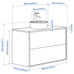Тумба для ванной  - HAVBÄCK / TÖRNVIKEN /  HAVBАCK / TОRNVIKEN IKEA/ХАВБЕК / ТОРНВИКЕН ИКЕА, 79Х102см, белый/черный
