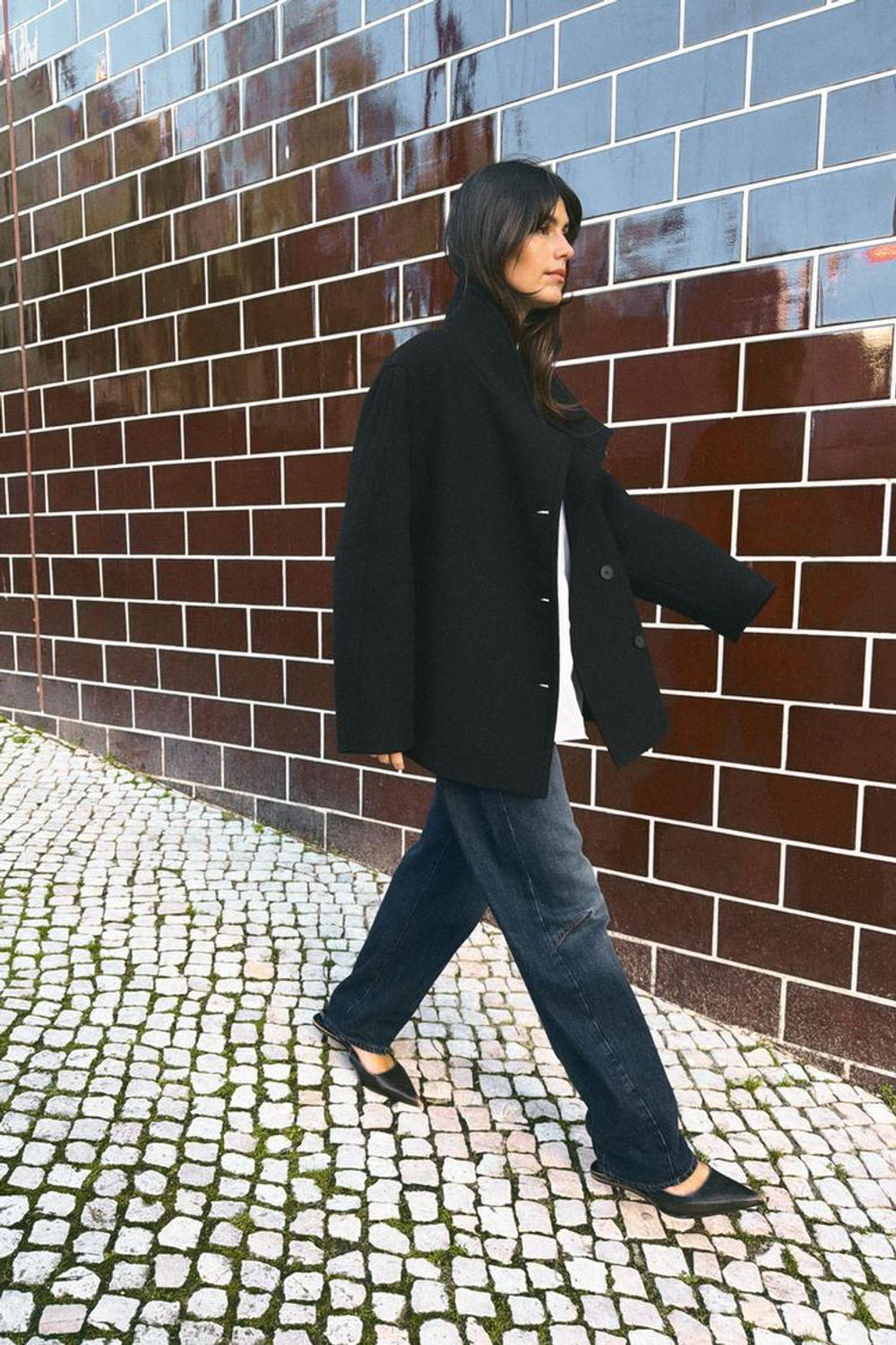 ZARA КОРОТКОЕ ПАЛЬТО ИЗ СМЕСОВОЙ ШЕРСТИ С ВОРОТНИКОМ СТОЙКОЙ, ЧЕРНЫЙ