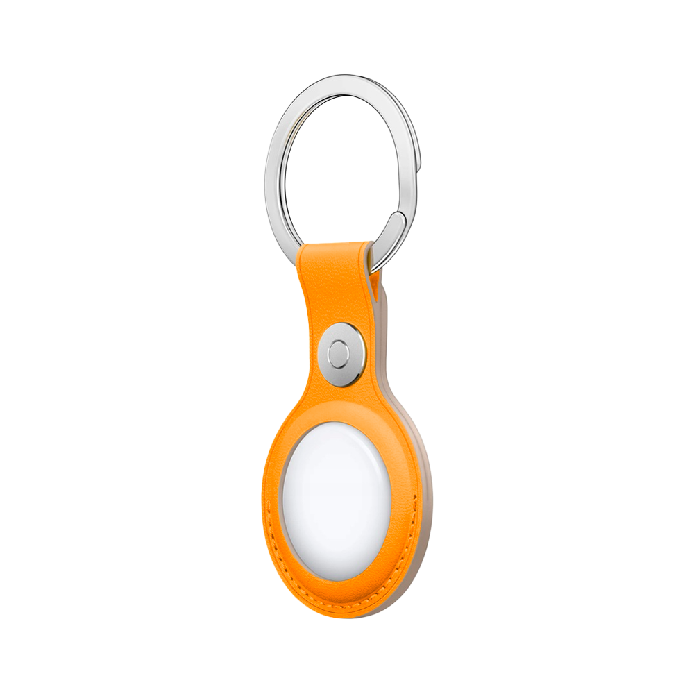 Кожаный брелок с заводным кольцом Apple Leather Key Ring для AirTag, California Poppy (Золотой апельсин)