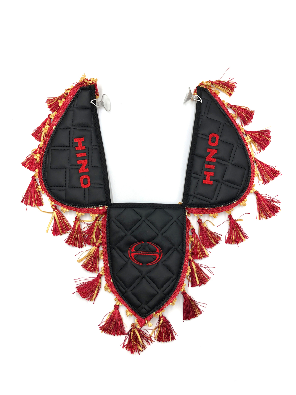 Вымпел тройной HINO (экокожа, черный с красными кисточками)