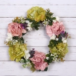 Цветы искусственные венок «Фантазия» 42см нежно-белый