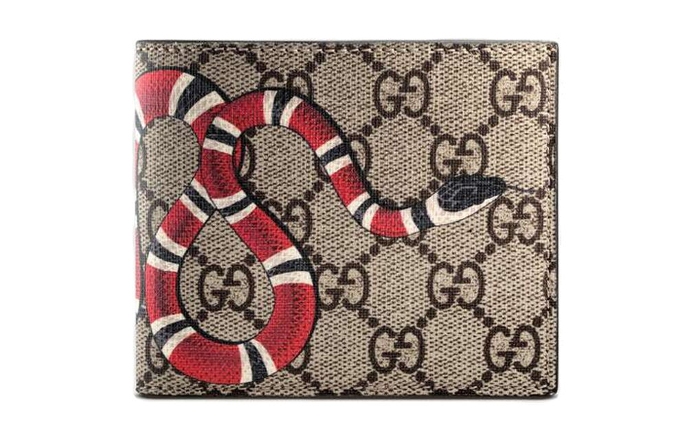 GUCCI Canvas With Leather Wallet Men"s Ebony