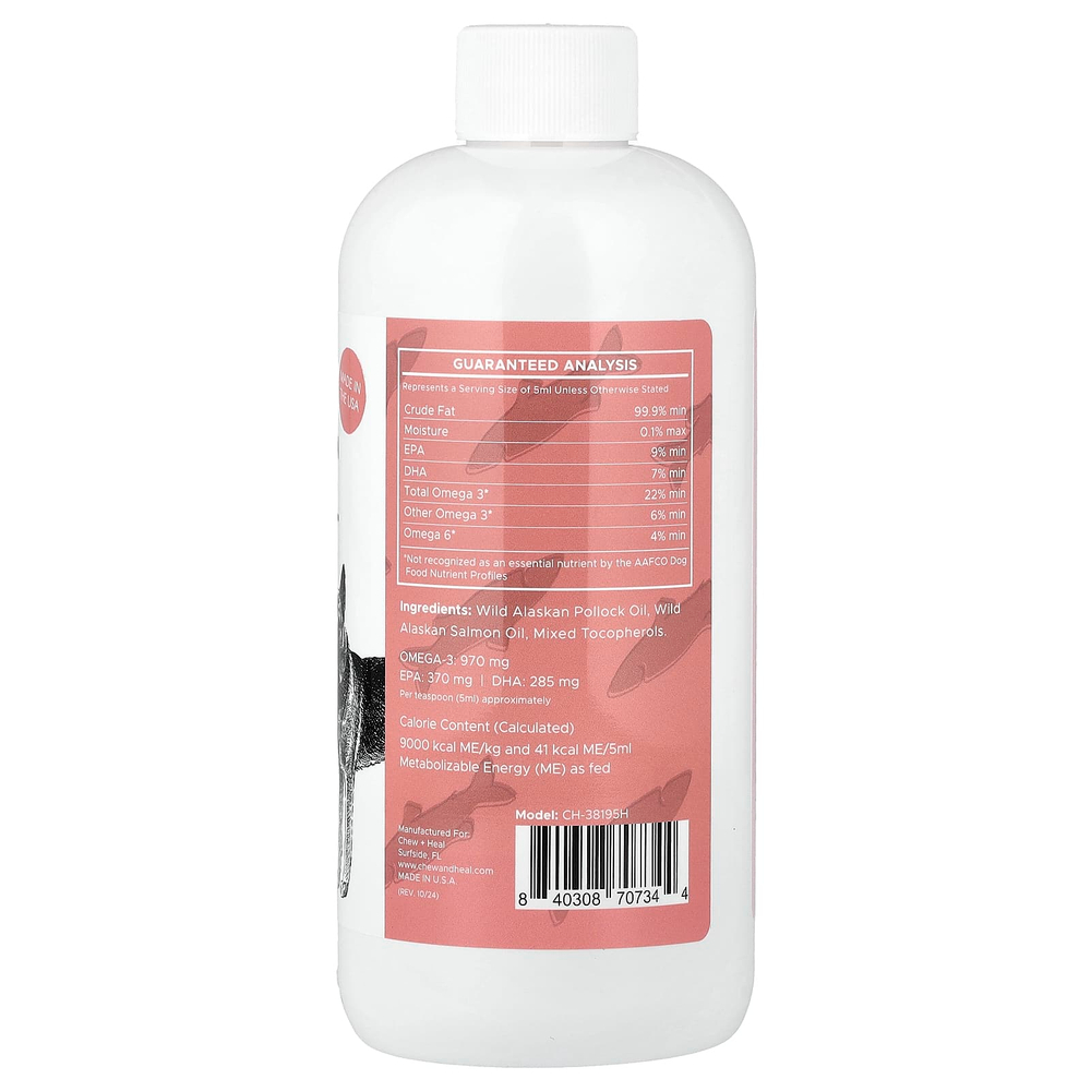 Chew + Heal, формула с жиром дикого аляскинского лосося, для собак, 475 мл (16 жидк. унций)