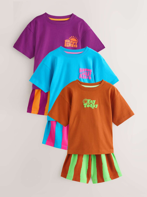 Пижама для мальчика Next AJ0-536, 3 шт., Оранжевый, Голубой, Фиолетовый