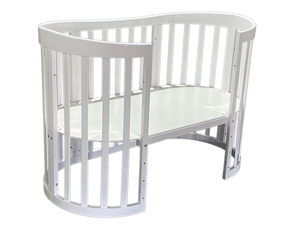 Кровать детская «Zvezdochka» 6 в 1 поперечный маятник, колесо (белый)